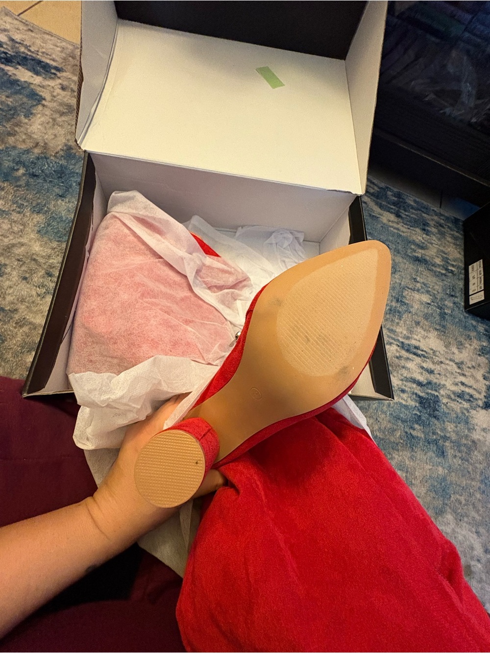 Fashion Nova Red Pointed-Toe Block Heel Pump